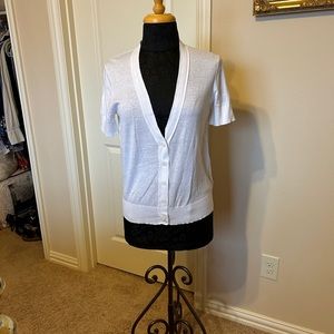 LOFT - White Short Sleeve Button Down Cardigan - Size M